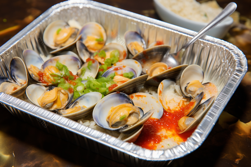 锡纸花甲海鲜熟食即食蛤蜊肉日料饮食实拍摄影图,高清,摄影图,摄影图片,图片大全,摄影图免费下载